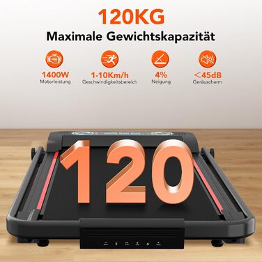 Біговий доріжка LIKESPORTING, складаний, 1400W, з регулюванням нахилу, швидкість 10 км/год, з пульт дистанційного керування та дисплеєм, для дому та офісу