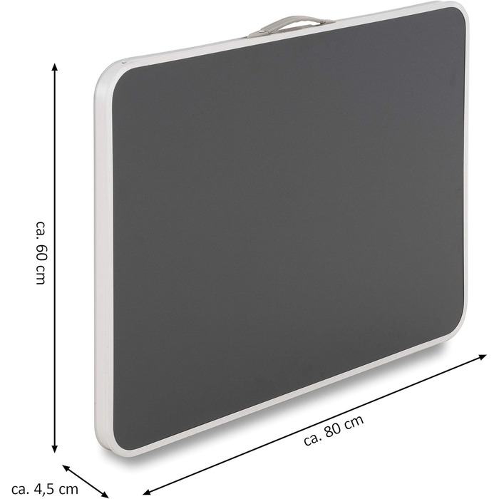 Складний стіл для кемпінгу SONLEX сірий 80x60x70 см з ручкою для перенесення, похідний, балконний
