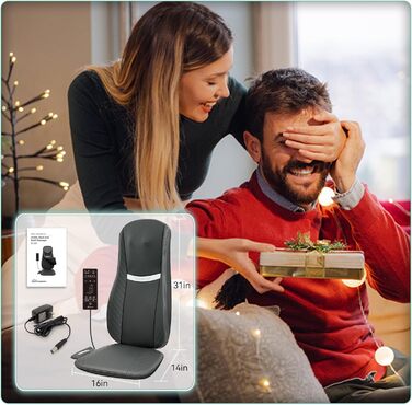 Масажне крісло Snailax з функцією шиацу, масажер спини та шиї з підігрівом, масажна підстилка з вібрацією, подарунок для жінок та чоловіків XL