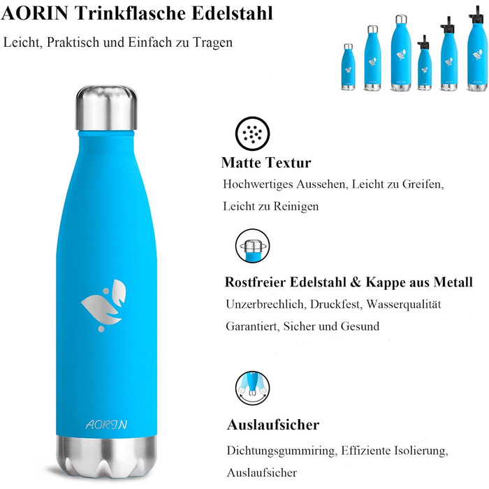 Термос AORIN вакуумний ізольований, 350/500/750 мл, пляшка для води, BPA Free, 24 год холоду та 12 год тепла, для дітей, школи, спорту, фітнесу, велосипеда, на вулицю
