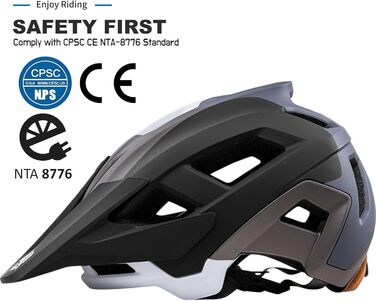 Шолом для гірського велосипеда/MTB/E-bike: регульований, чорно-сірий, 54-61 см