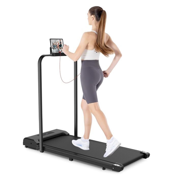 Складана бігова доріжка HomeFitnessCode з регулюванням нахилу — електричний Walking Pad для дому та офісу, компактна доріжка для ходьби, чорна