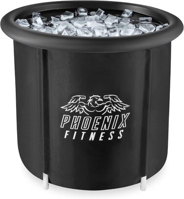 Льодяна ванна Phoenix Fitness з кришкою, 300 л – Велика портативна капсула для холодної терапії для спортсменів, чоловіків і жінок, для дому та вулиці, чорна