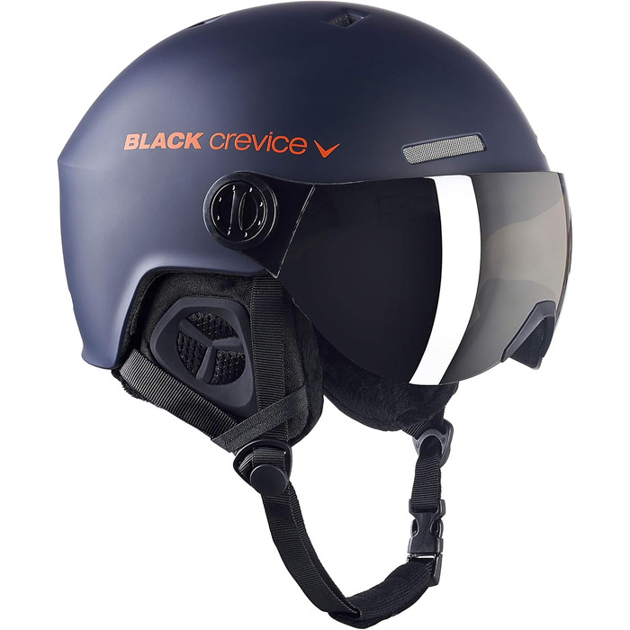 Лижний шолом BLACK CREVICE Gstaad з візором, пілотний стиль, для чоловіків і жінок, полікарбонатний, дихаючий, регульований розмір