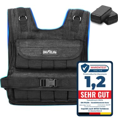 Вага для тренувань DH FitLife, регульована, 10/20 кг, чорна | Вага для бігу та силових тренувань, для жінок та чоловіків