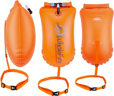 WholeFire 20L Плавуча Сумка для Спорядження, Водонепроникна, Надувна, для Водних Видів Спорту: Плавання, Триатлон, Каякінг, Снорклінг, Помаранчевий