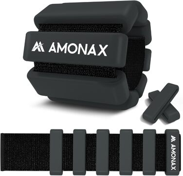 Обтяжувачі на щиколотки Amonax 2x1 кг, для фітнесу, йоги, пілатесу, танців, універсальні для рук і ніг, чорні