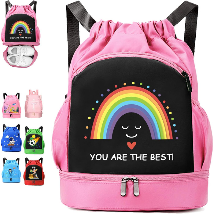 Дитяча спортивна сумка Youyike, водонепроникний рюкзак з відділенням для мокрого одягу, для дівчаток та хлопчиків, зелений, кольорова