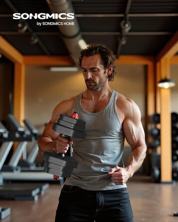 Набір гантелей SONGMICS з'єднаний штангою, шестигранний, 10-40 кг, для фітнесу та силових тренувань вдома та в спортзалі