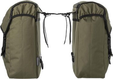 Велосумка FastRider Unibag Traffic для багажника, 28 л подвійна та 14 л одинарна, водовідштовхувальна, світловідбивна, 100% перероблений поліестер, чорна/хакі