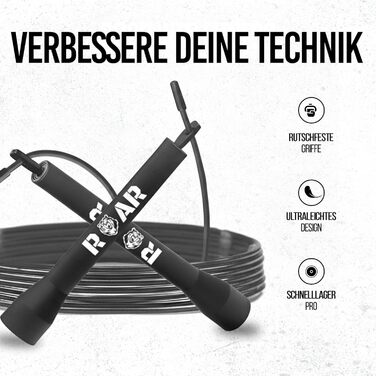 Стрибкове канат Roar® для фітнесу, боксу, кросфіту (чорний)