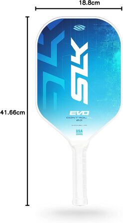 SLK Evo Power Hybrid: Плечова ракетка для піклболу з гібридним покриттям (фіберглас та карбон) – контрольована модель, блакитна