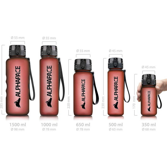 Спортивна пляшка Alphapace 500 мл, витіканнями, BPA-free, для спорту, велоспорту та активного відпочинку – з вставкою для фруктів (темно-червоний)