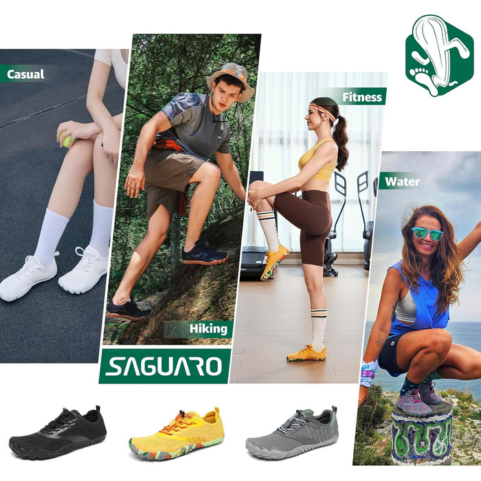 Чоловічі та жіночі трекінгові черевики SAGUARO Barfußschuhe (босоніжки) золотистого кольору, 45 EU - дихаючі, нековзні, мінімалістичні
