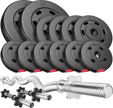 Набір гантелей Hop-Sport 36 кг: SZ-стрижень, 2 короткі гантелі, диски 2x5кг/4x2,5кг/6x1,25кг
