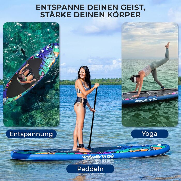 Надувний SUP Серінелайф: комплект для сапсерфінгу з веслом, насосом та сумкою. Підходить для дітей та дорослих, чорний. Макс. вага: 155 кг