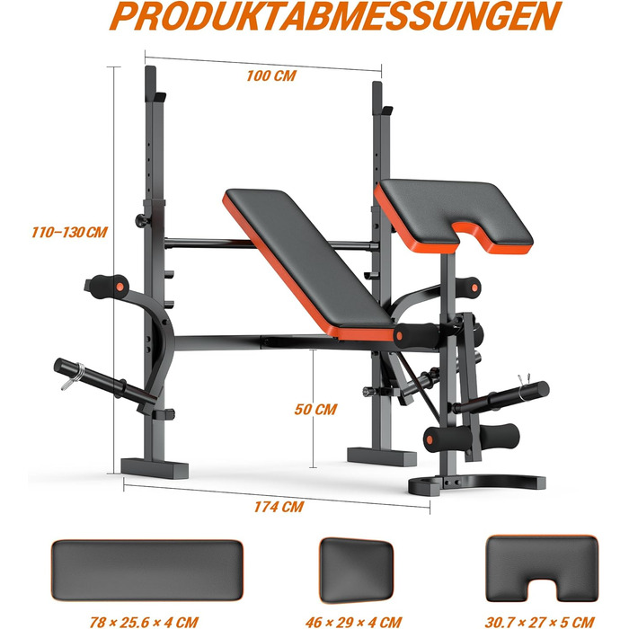 Регульована лава для тренажерів XDDIAS 6-в-1: жимовая, для присідань, з пулом для згинання рук та тренажером для ніг. Макс. вага: 350 кг. Оновлена версія