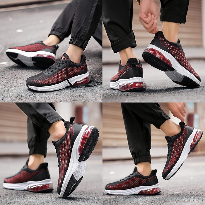 Спортивні кросівки для чоловіків та жінок, кросівки для фітнесу, бігу, трекінгу, 4 кольори, розміри 36-47 EU, зелено-білі (36 EU, червоно-чорні)