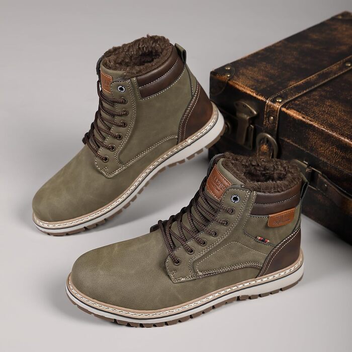 Чоловічі зимові черевики ANALEAF - теплі, непромокаючі, з антиковзаючою підошвою, для прогулянок та походів, зелені, 43 EU