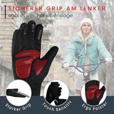 Велосипедні рукавички чоловічі зимові, вітронепроникні, водовідштовхувальні, з підкладкою, з м'якою підкладкою, неслизькі, терморукавички для їзди на велосипеді, підходять для жінок та чоловіків, бігові рукавички, чорного кольору