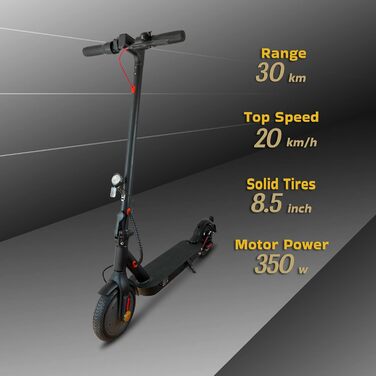 Електросамокат ZWHEEL E9 2023 для доріг з ABE, 350-400Вт, 30км, рекуперація, 8.5'' надувні колеса, амортизація, для дорослих, до 120кг