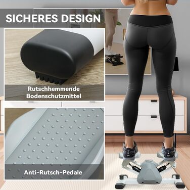 Міні-степер SPORTNOW для дому з LCD-дисплеєм, неслизькі педалі, до 100 кг, для фітнесу, тренування ніг, сірий