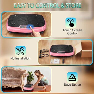 Віброплатформа для фітнесу з подвійними моторами, 160 кг, рожева. Для схуднення, тренування всього тіла та нарощування м'язів.