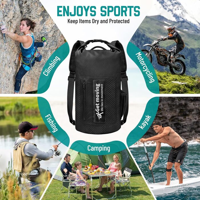 Водонепроникний мішок Dry Bag 20L RollTop: рюкзак, packsack, Seesack для каякінгу, рафтингу, риболовлі