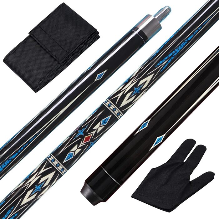 Більярдний кий Pool Queue Stick з агатової деревини, 147.3 см, комплект 2 шт., білий (блакитний)