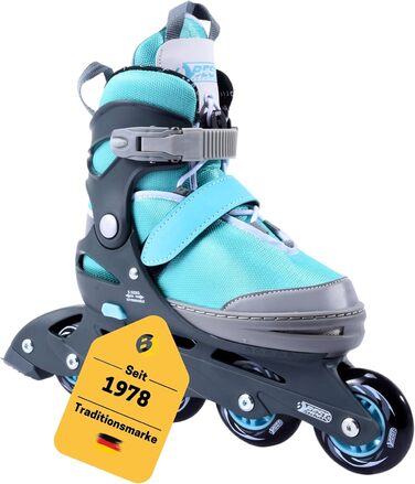 Дитячі ролики-інлайнери Best Sporting, 5-разове регулювання розміру, блакитні. Міцні та якісні інлайнери з гальмом, 4 колеса, розмір 29-33