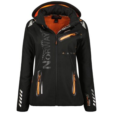 Жіноча мембранна куртка Softshell Geographical Norway для спорту та активного відпочинку, водонепроникна outdoor-куртка (XL, чорно-помаранчева)