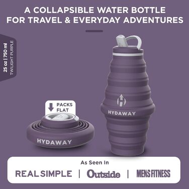 Складна пляшка для води HYDAWAY з носиком, силіконова, 750 мл, для подорожей, харчовий силікон, Twilight