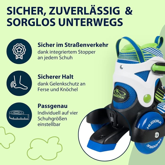 Дитячі ролики Hudora My First Quad - розміри та кольори, для дітей до 20 кг, регульовані, безпечні, з великими колесами (26-29)