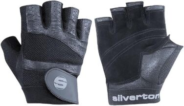 Сріблясті фітнес рукавички Silverton PRO Plus для чоловіків і жінок, регульована застібка на зап’ясті, шкіряні вставки, подвійний шов, спортивні тренувальні рукавички
