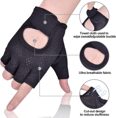 Велосипедні рукавички для жінок та чоловіків, MTB, тренувальні, спортивні, Habfinger, для шосе та гірського велосипеда, силові, з антиковзким покриттям, літні, чорні (L)