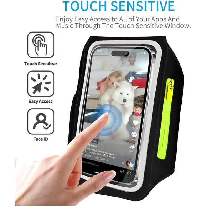 Спортивний браслет для телефону Guzack: універсальний, для бігу, до 6.9' (синьо-чорний)