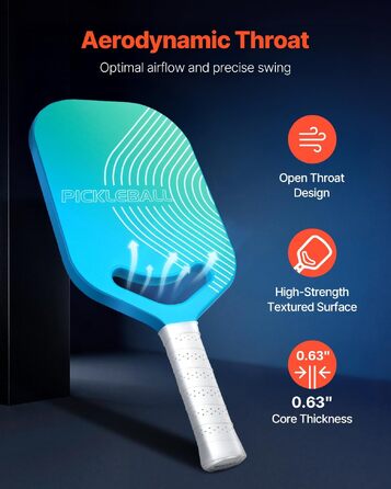 Ракетка для піклболу VEVOR унісекс для дорослих, 419 x 188 мм, синій та зелений колір