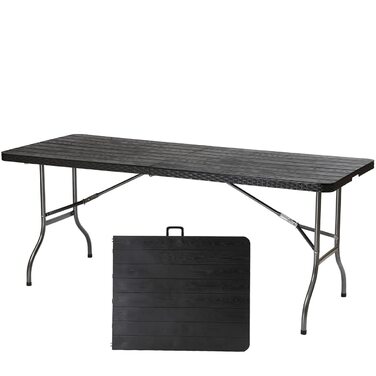 Складний стіл Sekey Buffettisch 181x75,5x73 см, ротанг, сірий - для саду, балкону, тераси, кемпінгу