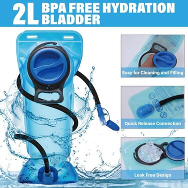 Терморюкзак для гідратації з 2L BPA Free резервуаром – для бігу, походів, велоспорту, кемпінгу, зберігає напій холодним до 5 годин