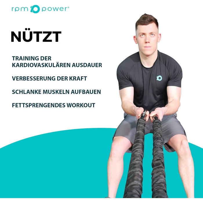 Ремін для силових тренувань RPM Power Battle Rope - 12 метрів (з анкером)