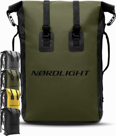 Водонепроникний рюкзак Nordlight Dry Bag 35л з ролтопом, з м'яким плечовим ременем. Підходить для водного спорту, велосипеда, кур'єра, трекінгу та риболовлі (Оливковий, 35 л)