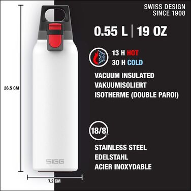 Термос SIGG Hot & Cold One з ситечком для чаю, 0,55 л, ізольована пляшка із нержавіючої сталі, біла, BPA-free, герметична