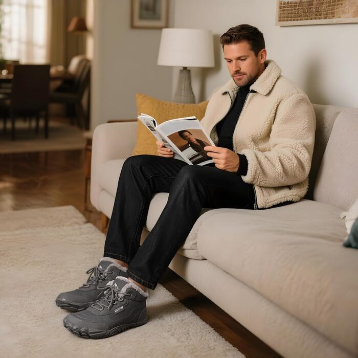 NORTIV 8 Чоловічі теплі зимові черевики, зручні зимові чоботи для дому (39 EU, сірий)