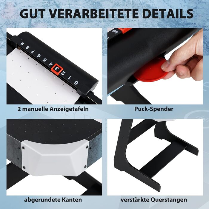 COSTWAY Стіл для аерохокею, електричний, зі світлодіодною панеллю, 12V мотор, для дітей та дорослих, 144 x 68 x 79 см