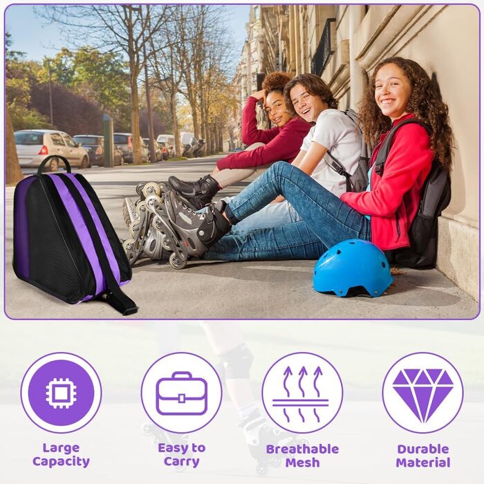 Чохол для роликів Flintronic: сумка для роликів, скейтборду та ковзанів для дітей з регульованим плечовим ременем, велика місткість (фіолетовий)