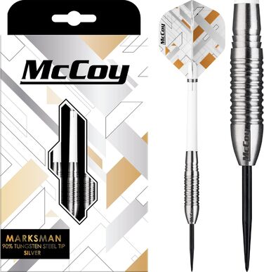 Професійні дротики McCoy Darts D6018 Marksman 90% вольфрам, срібло/чорний/золотий, набір преміум-класу