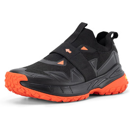 Черевики для хайкінгу FitVille для чоловіків, широкі, трекінгові, slip-on, outdoor, дихаючі, для ходьби, з антиковзкою підошвою, вільні кросівки (45 EU X-широкі, чорно-помаранчеві)