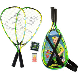 Дитячий набір Speedminton Junior Set – оригінальний набір для спідбадмінтону/кросмінтону з 2 воланами FUN Speeder, зелена сумка