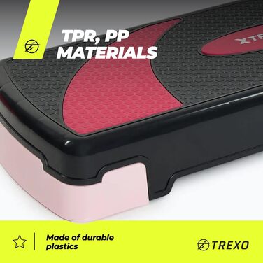 Аеробічний степ TREXO 78x30 см, регульований, поліпропілен, рожевий, для фітнесу та кардіо