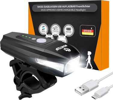 Набір світлодіодних фар для велосипеда MONTOP (передній ліхтар), USB-акумулятор, StVZO сертифікований, для дітей та дорослих